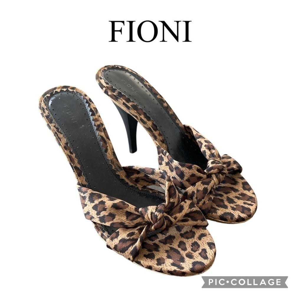 Fioni Leopard animal print Knot Slide Heels Shoes Size 7.5